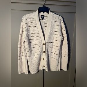 Gap 24/7 Split-Hem Crochet Cardigan Chino Sweater
